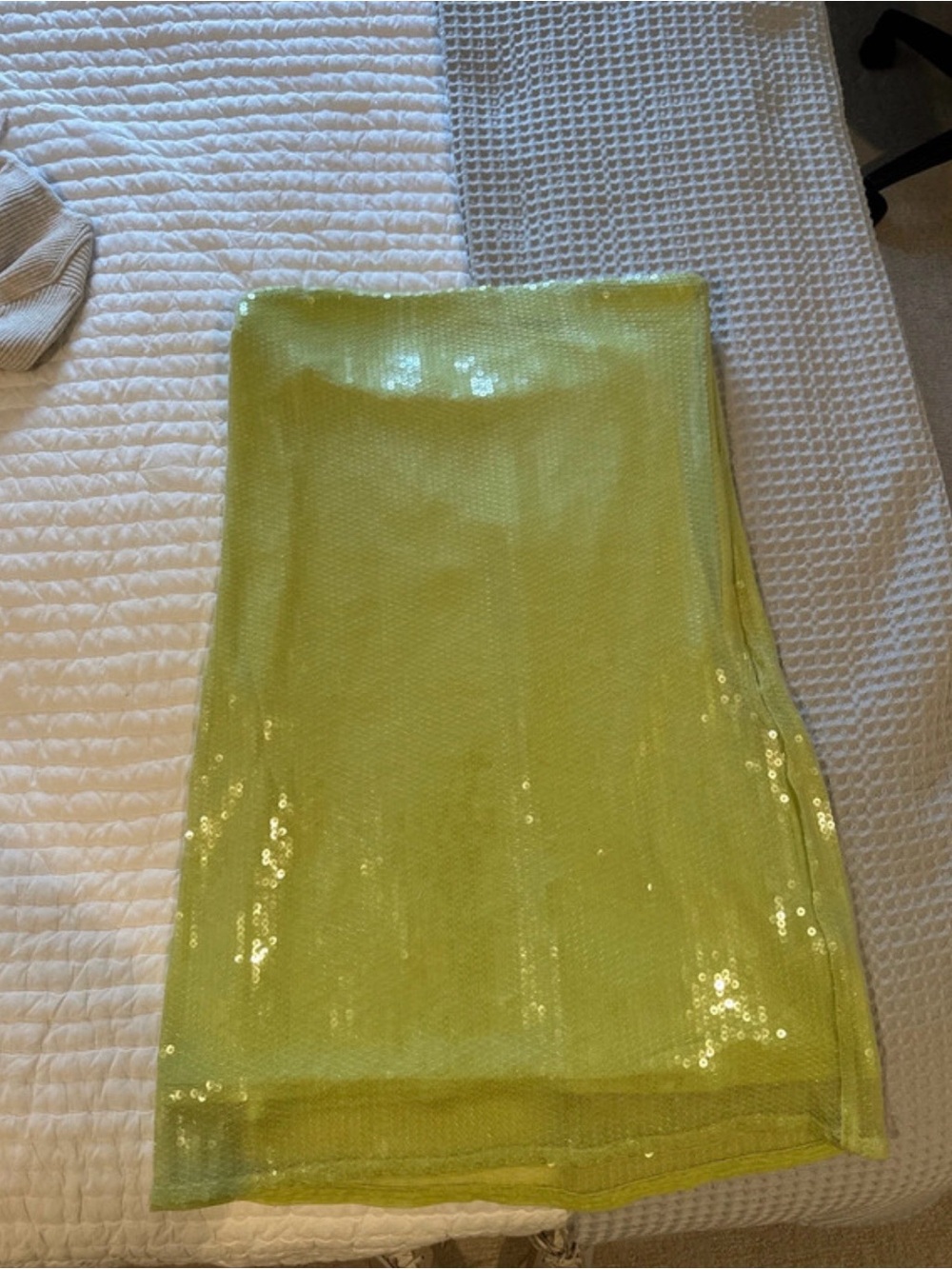 Abercrombie & Fitch chartreuse green Sequin Strapless Dress- LT